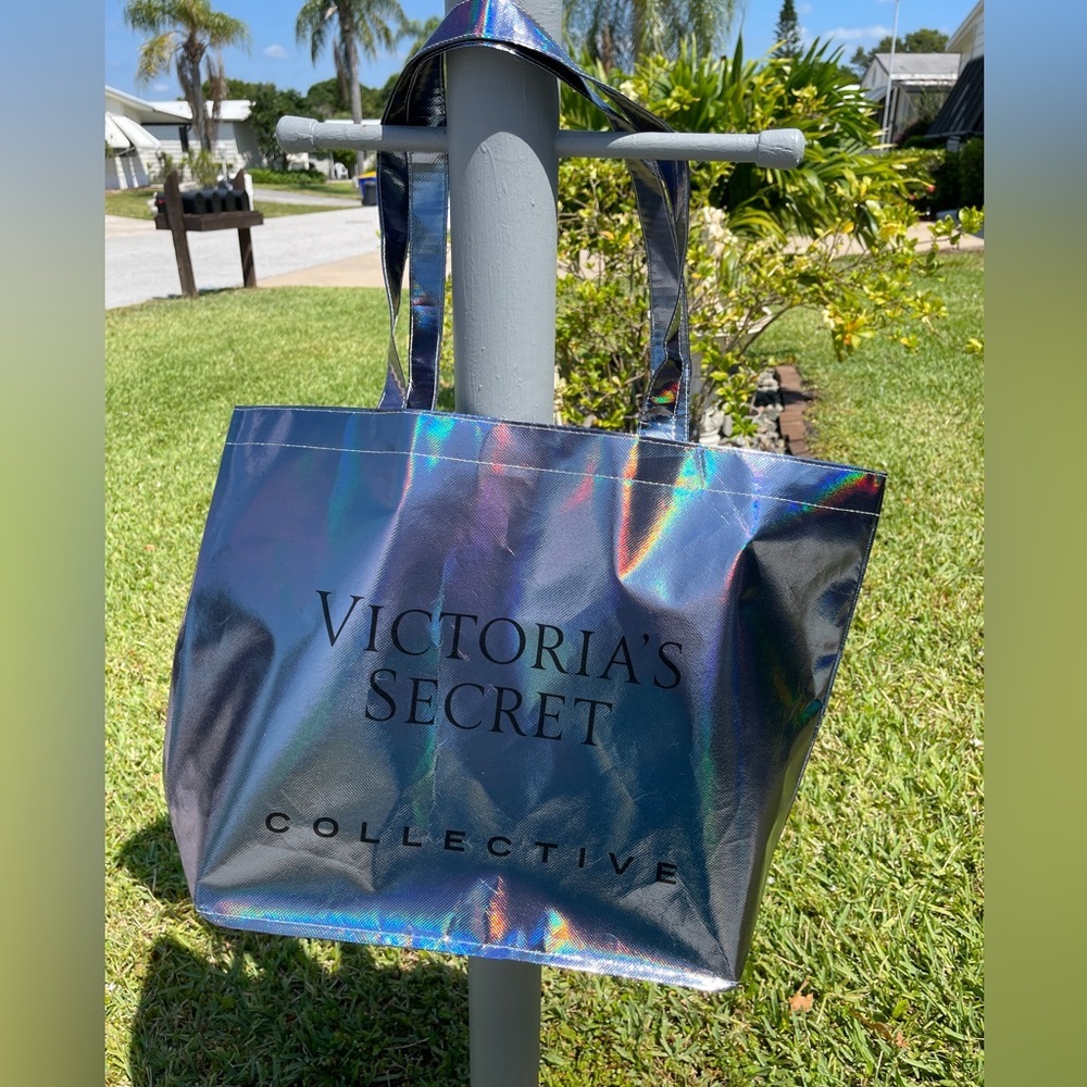PINK/VICTORIA SECRET Collective Tote Bag In Holographic Blue - Picture 9 of 12